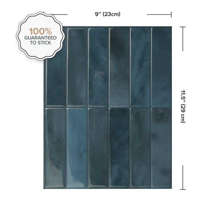 Morocco Agadir Glossy Blue Peel and Stick Wall Tile