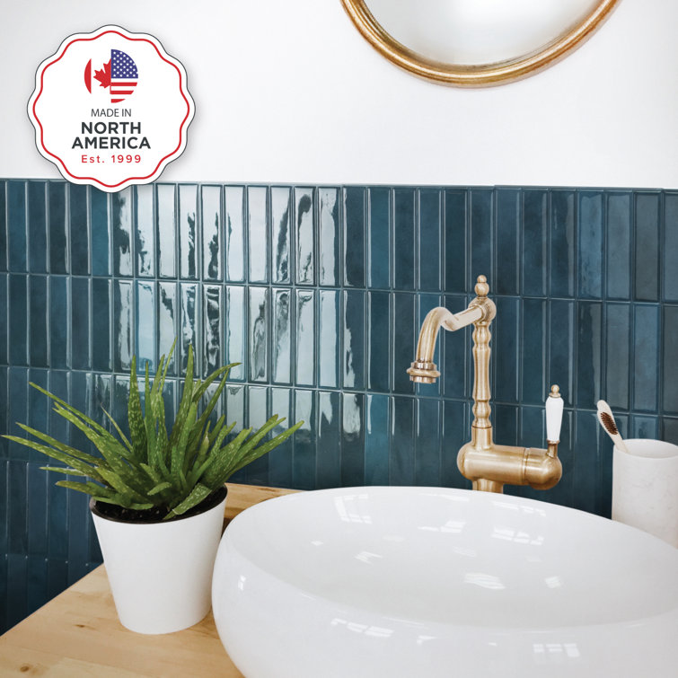 Morocco Agadir Glossy Blue Peel and Stick Wall Tile