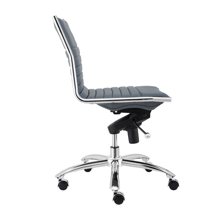 Amelia Blue Faux Leather Swivel Task Chair with Metal Frame