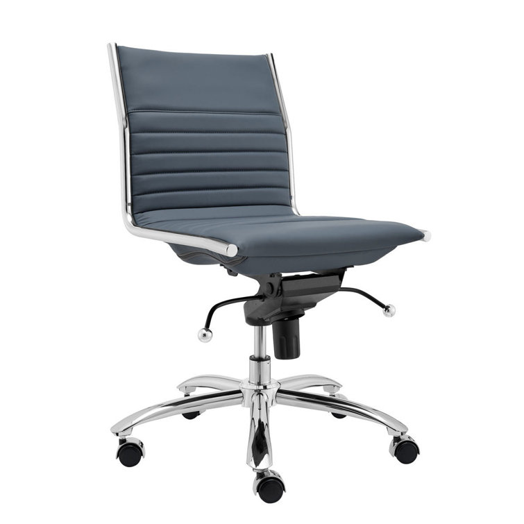 Amelia Blue Faux Leather Swivel Task Chair with Metal Frame
