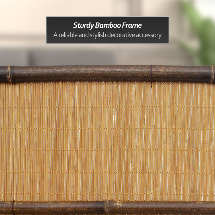 3 1/2 ft Natural Bamboo Freestanding Screen with Dark Frame