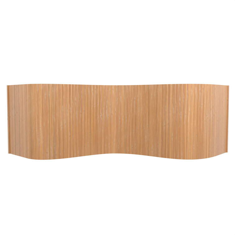 Sage Green Painted Bamboo Wave Room Divider, 24" x 98"