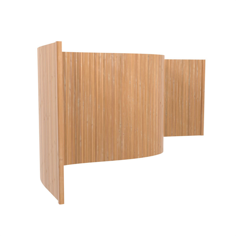 Sage Green Painted Bamboo Wave Room Divider, 24" x 98"