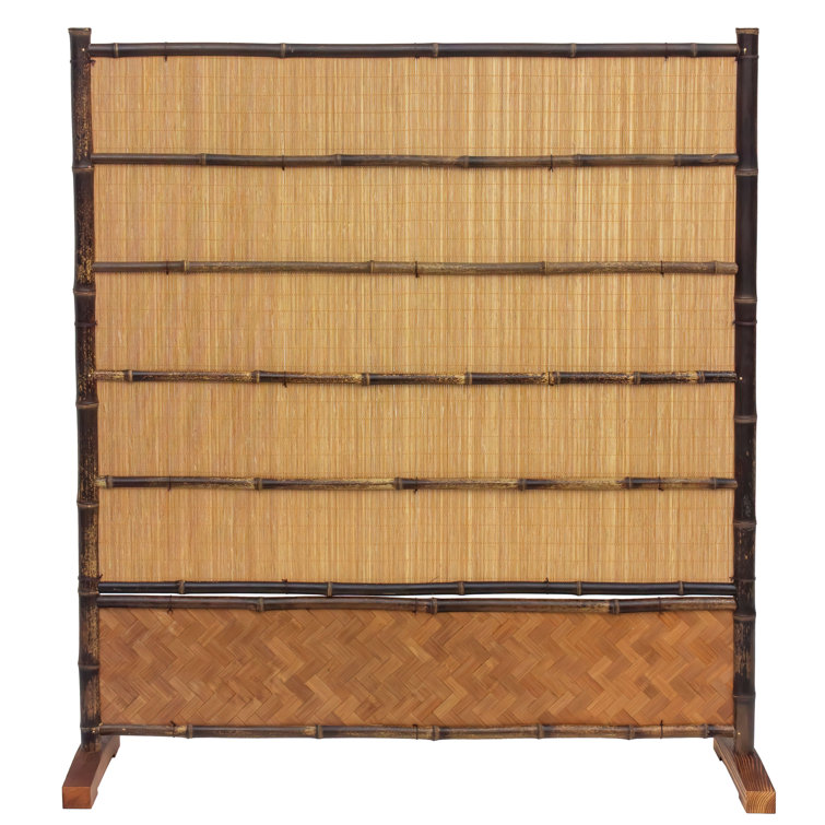 3 1/2 ft Natural Bamboo Freestanding Screen with Dark Frame