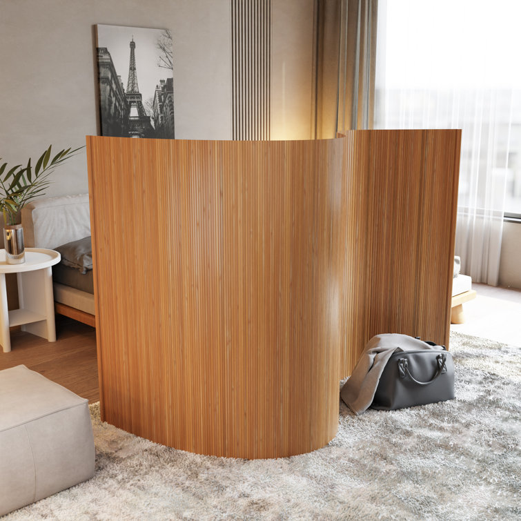 Sage Green Bamboo Wave Room Divider, 48" Height