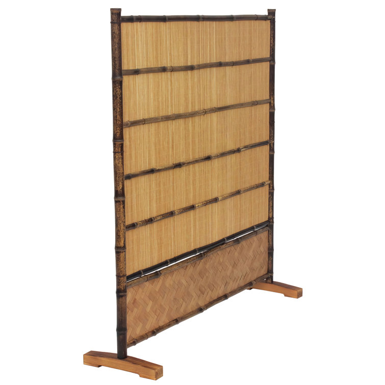3 1/2 ft Natural Bamboo Freestanding Screen with Dark Frame