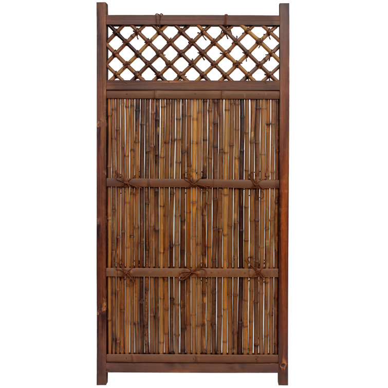 6 ft. Dark Bamboo and Wood Japanese Zen Garden Fence Panel