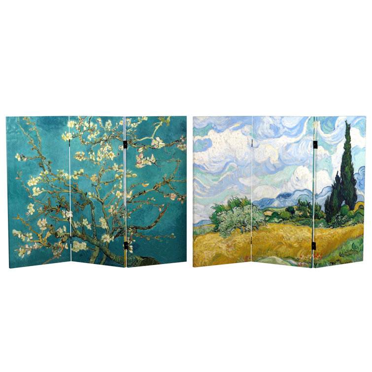 Van Gogh Almond Blossoms and Wheat Field Folding Screen, 3 ft, Multicolor Canvas