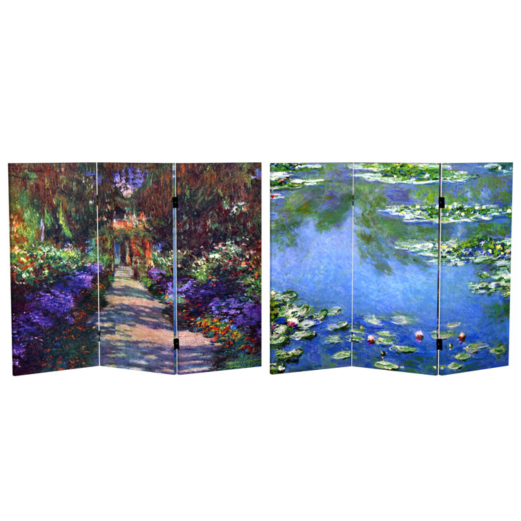 Monet Garden Multicolor Canvas Folding Screen