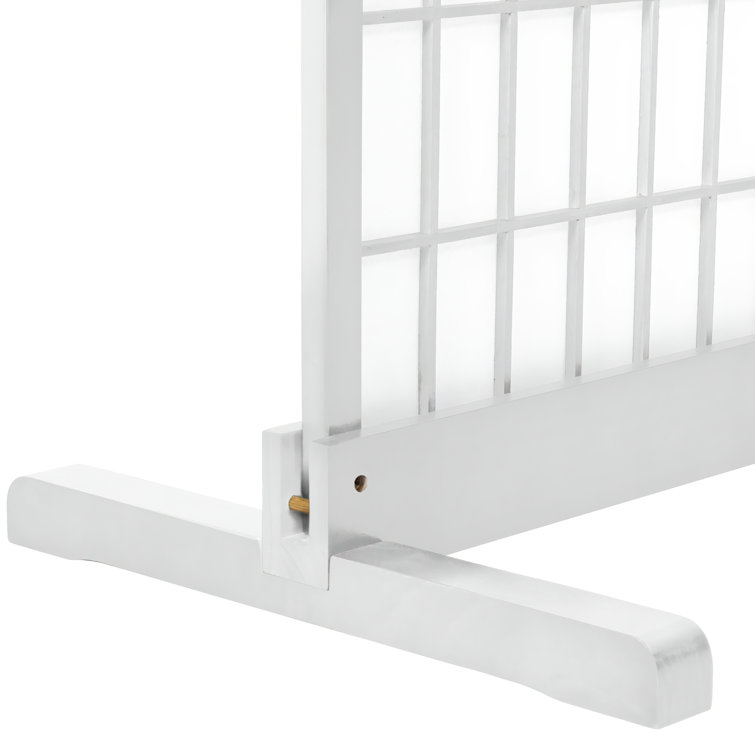 White Stained Wood 3-Panel Room Divider Stand