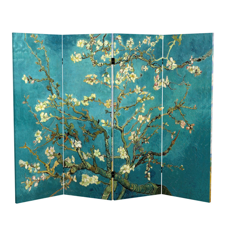 Van Gogh Almond Blossoms and Wheat Field Folding Screen, 3 ft, Multicolor Canvas