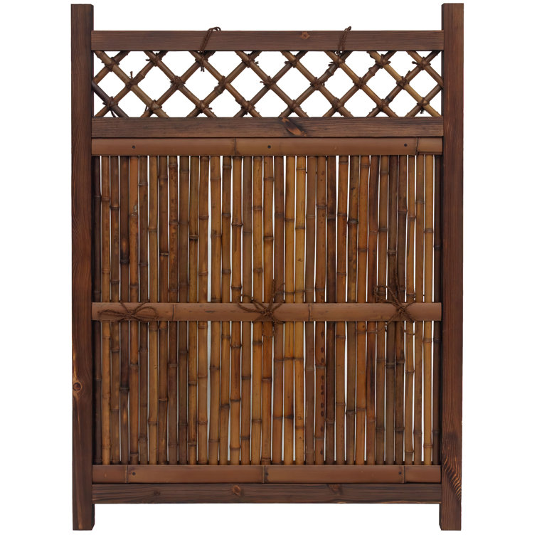 4 ft. x 3 ft. Dark Bamboo and Wood Zen Garden Fence Panel