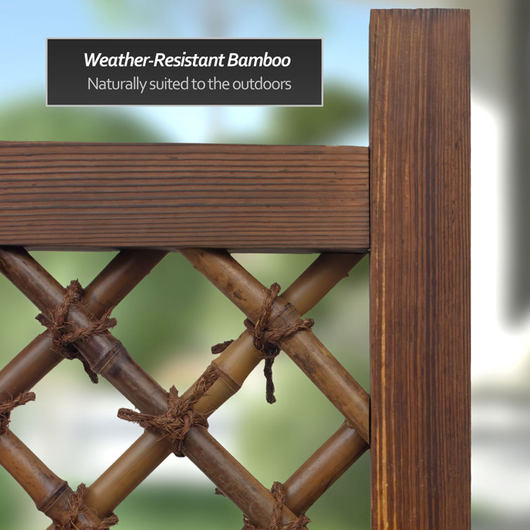 4 ft. x 3 ft. Dark Bamboo and Wood Zen Garden Fence Panel