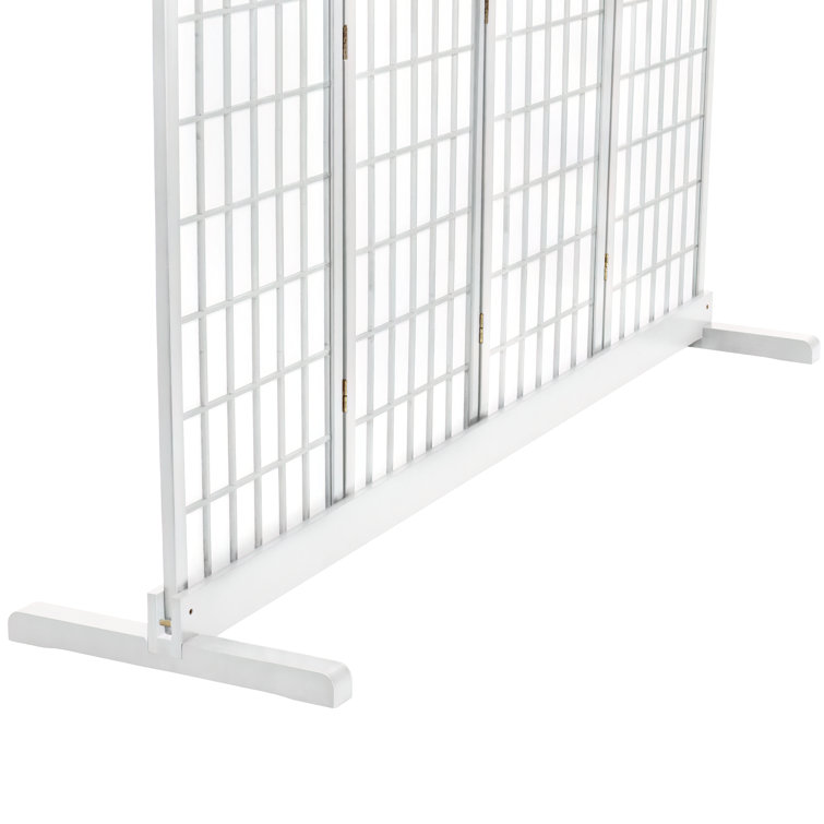 White Stained Wood 3-Panel Room Divider Stand