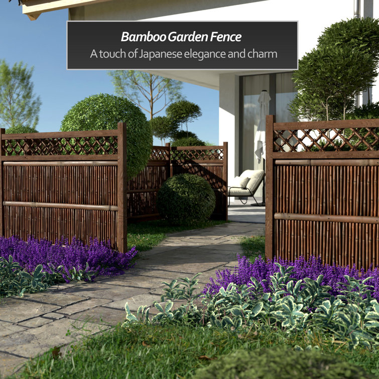 4 ft. x 5 ft. Dark Bamboo and Wood Zen Garden Fence Panel