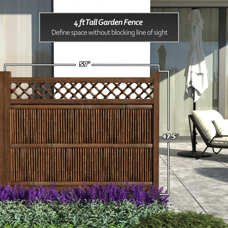 4 ft. x 5 ft. Dark Bamboo and Wood Zen Garden Fence Panel