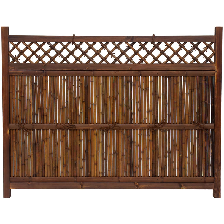 4 ft. x 5 ft. Dark Bamboo and Wood Zen Garden Fence Panel