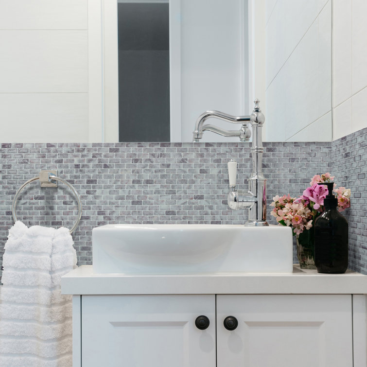 Gray Marble Self-Adhesive Vinyl Mosaic Tile Pack