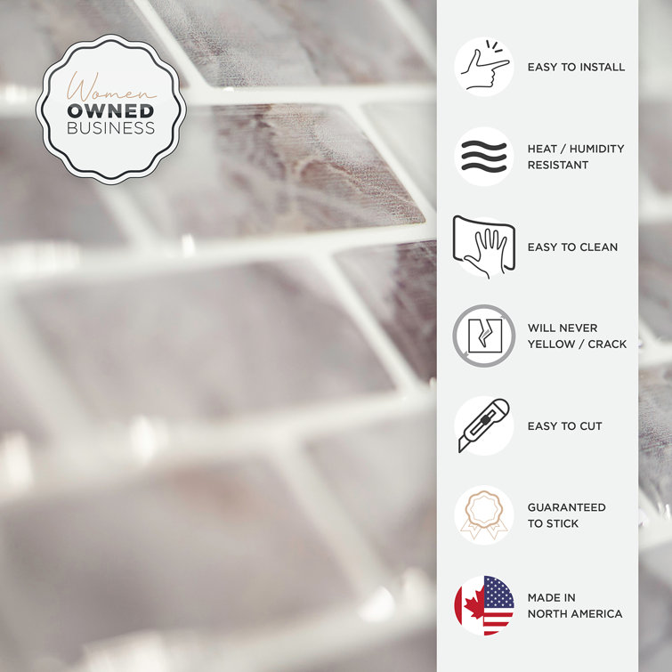 Gray Marble Self-Adhesive Vinyl Mosaic Tile Pack