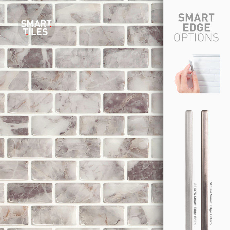 Gray Marble Self-Adhesive Vinyl Mosaic Tile Pack