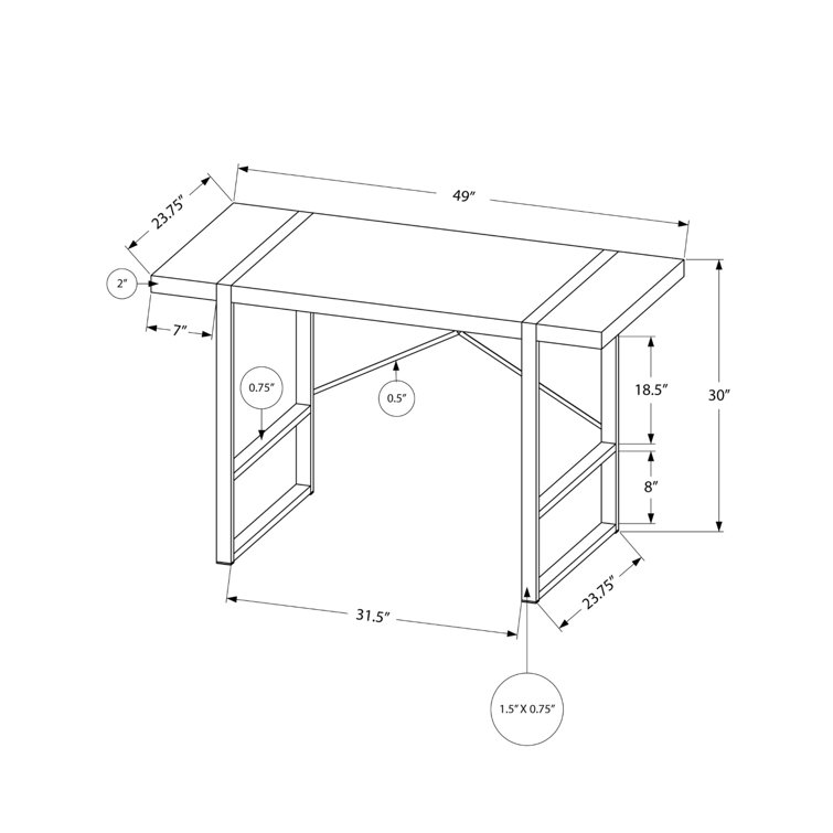 Modern Executive 49" White & Black Metal Computer Desk with Drawer