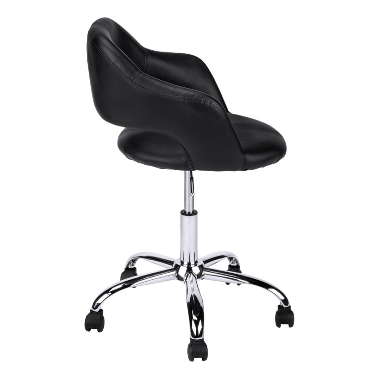 29" High Black Faux Leather Task Office Chair with Metal Base