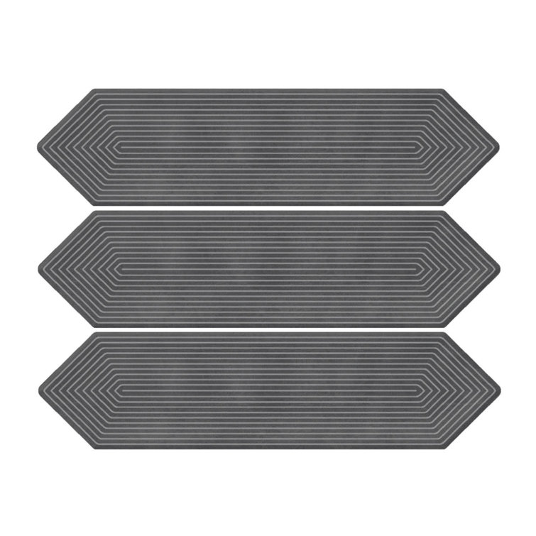 Black Glazed Ceramic Hexagonal Subway Tile 3" x 12"