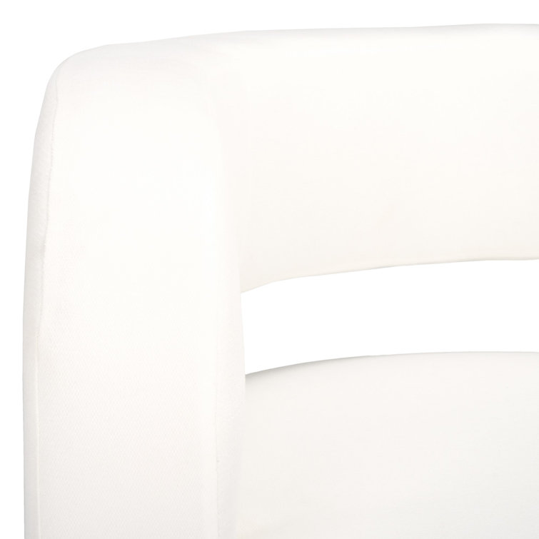 Modern White Linen Barrel Back Accent Chair