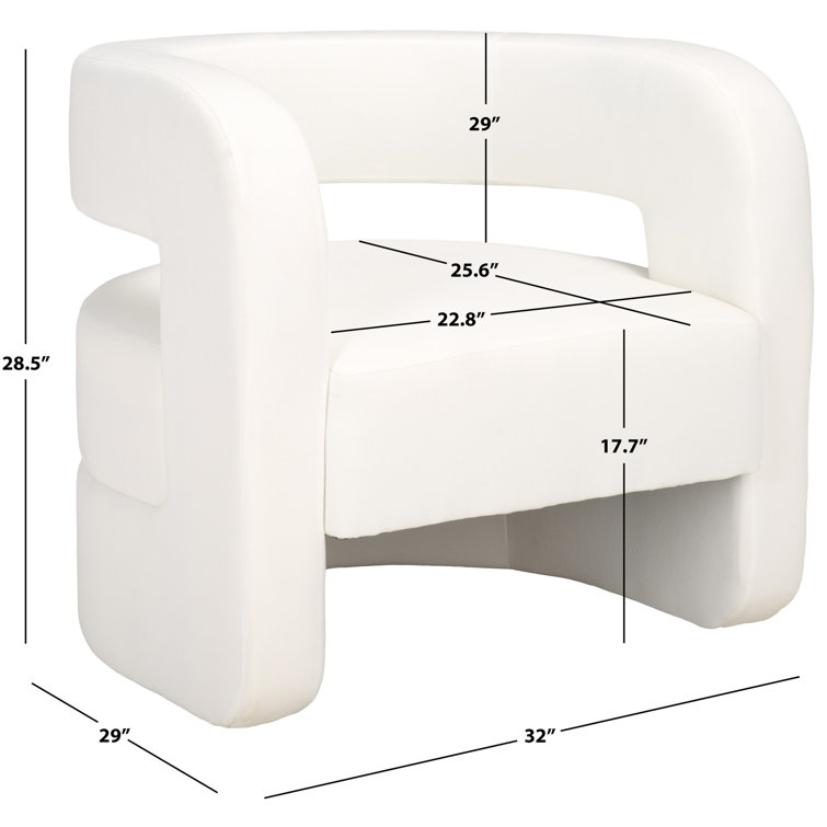 Modern White Linen Barrel Back Accent Chair