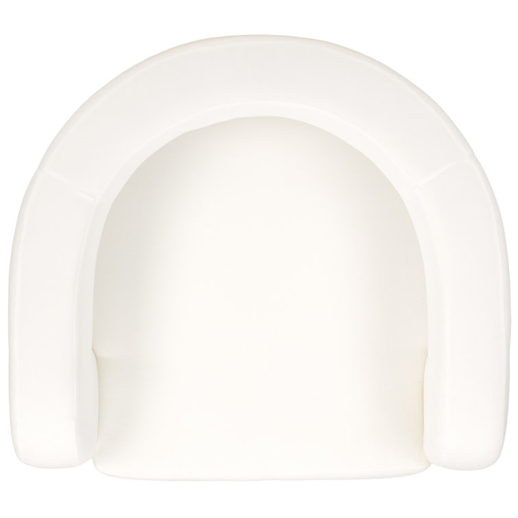 Modern White Linen Barrel Back Accent Chair