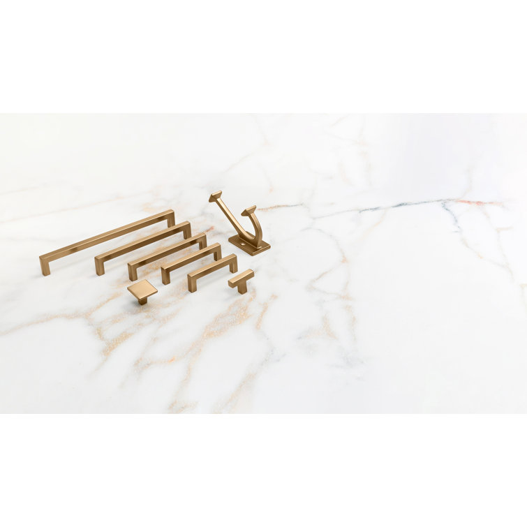Champagne Bronze Square Modern Cabinet Knob with Mounting Hardware