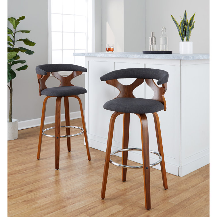 Charcoal Swivel Wood and Metal Bar Stool Set