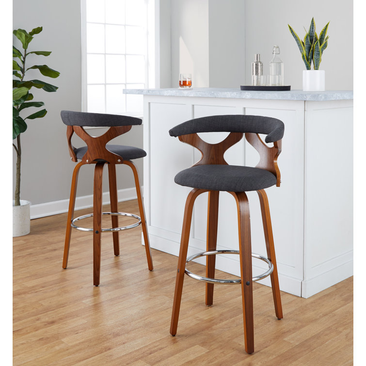 Charcoal Swivel Wood and Metal Bar Stool Set