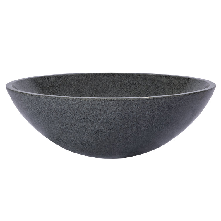 Sesame Gray Granite Circular Wall-Mount Bathroom Sink