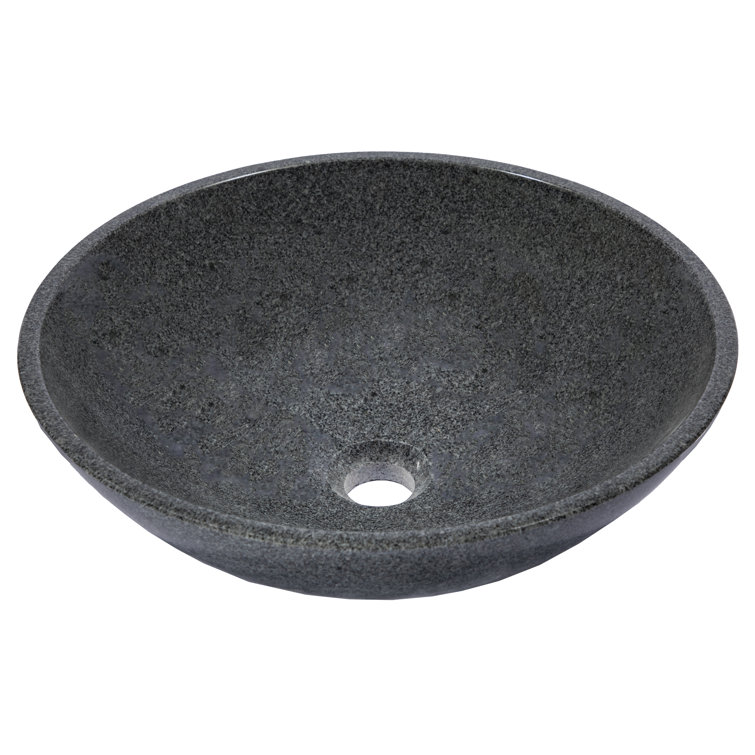 Sesame Gray Granite Circular Wall-Mount Bathroom Sink