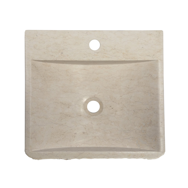 Ivory and Gray Marble Rectangular Bathroom Vessel Sink