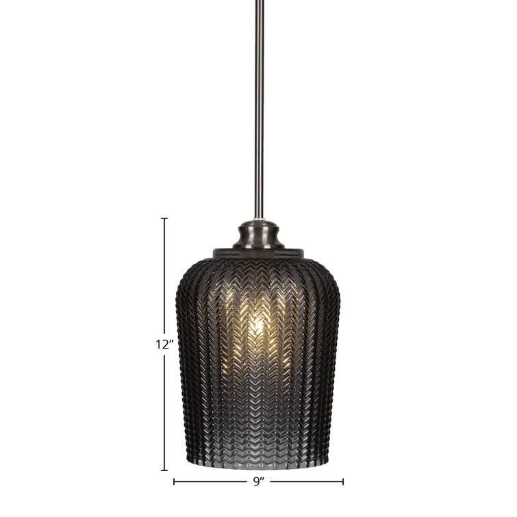 Cordova Brushed Nickel 18" Pendant with Smoke Textured Glass Shade