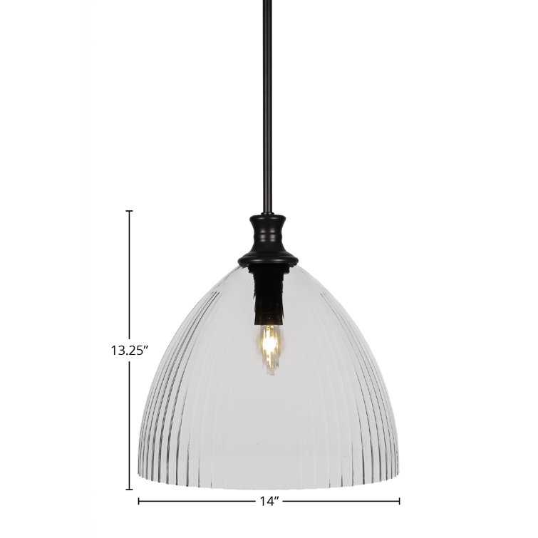 Carina Matte Black 20" Pendant with Clear Ribbed Glass