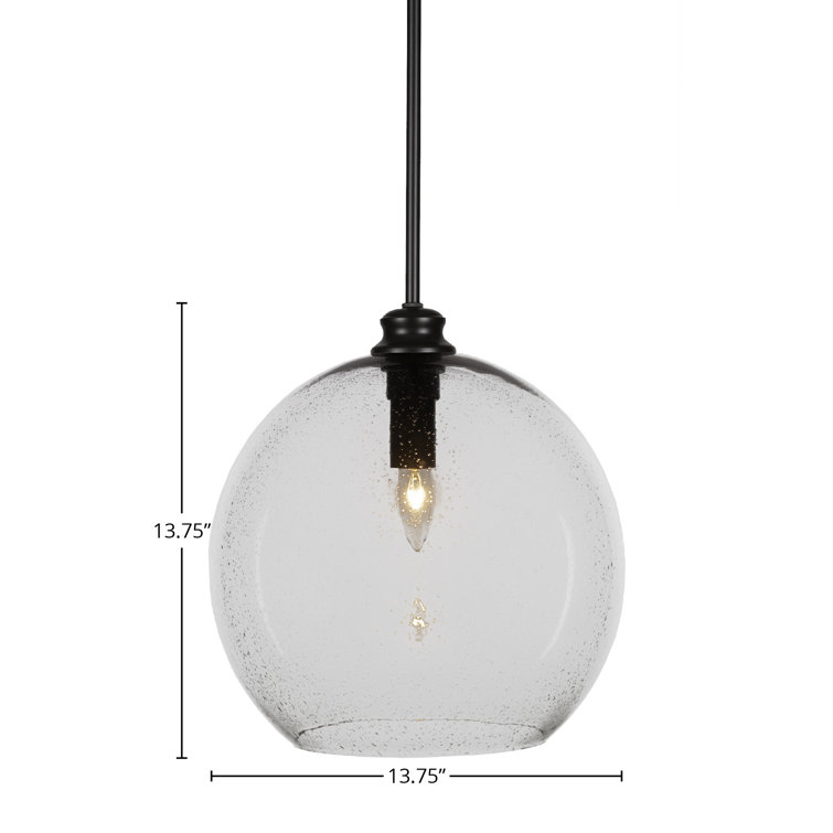 Kimbro Matte Black 20" Indoor/Outdoor Nickel-Glass Pendant Light