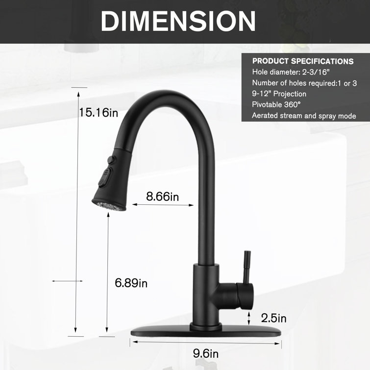 Brushed Gold Stainless Steel Pull Down Kitchen Faucet