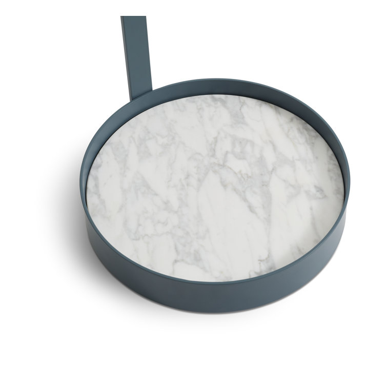 Marine Blue Metal and Marble Umbrella Stand