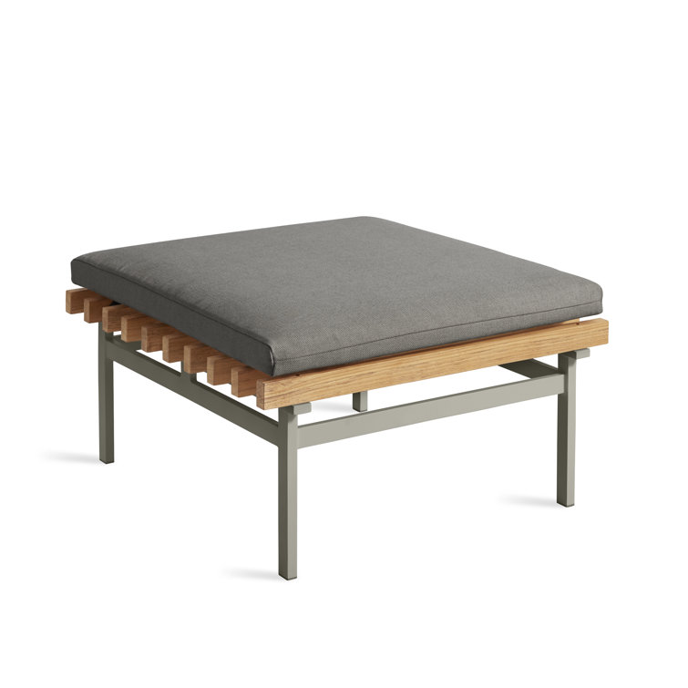 Charcoal Teak and Aluminum Outdoor Ottoman with Sunbrella Cushion