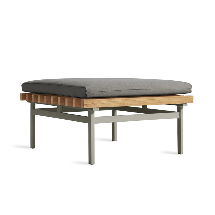 Charcoal Teak and Aluminum Outdoor Ottoman with Sunbrella Cushion