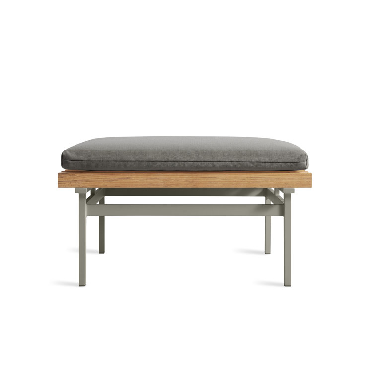 Charcoal Teak and Aluminum Outdoor Ottoman with Sunbrella Cushion