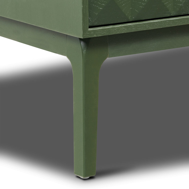 Abbie Aloe Green Mid-Century Modern Sideboard with Pyramid Wood Facade