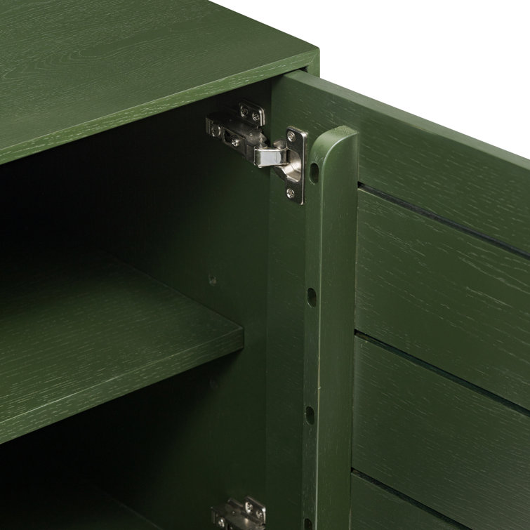 Abbie Aloe Green Mid-Century Modern Sideboard with Pyramid Wood Facade