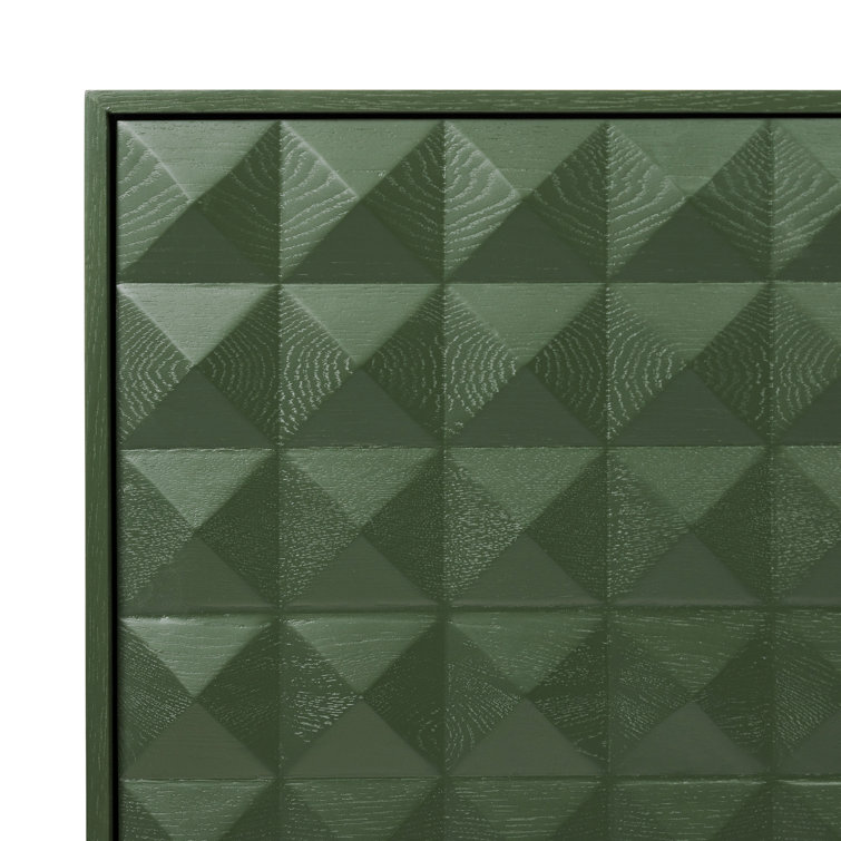 Abbie Aloe Green Mid-Century Modern Sideboard with Pyramid Wood Facade