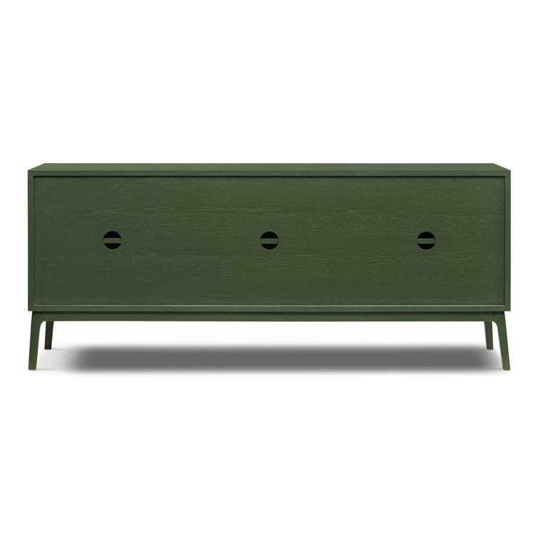 Abbie Aloe Green Mid-Century Modern Sideboard with Pyramid Wood Facade