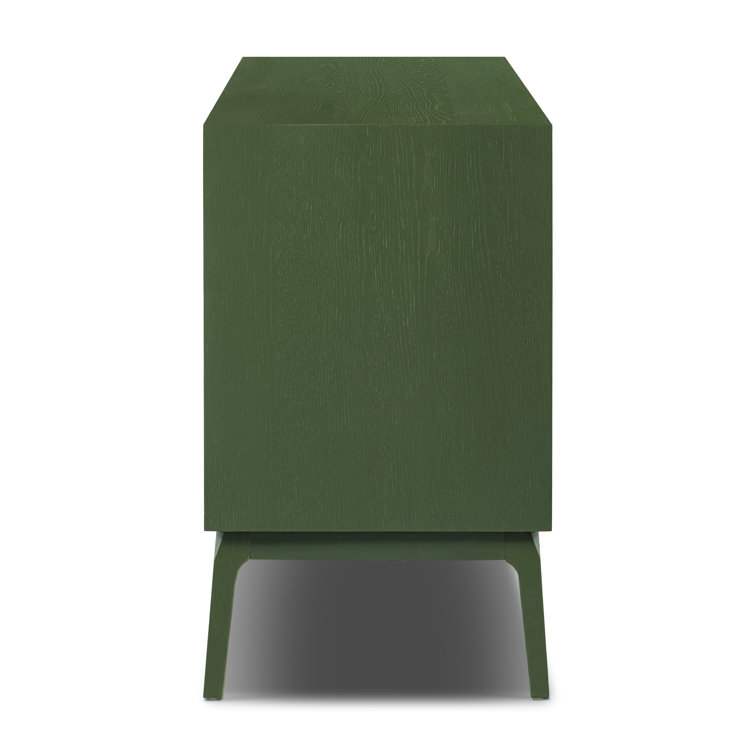 Abbie Aloe Green Mid-Century Modern Sideboard with Pyramid Wood Facade