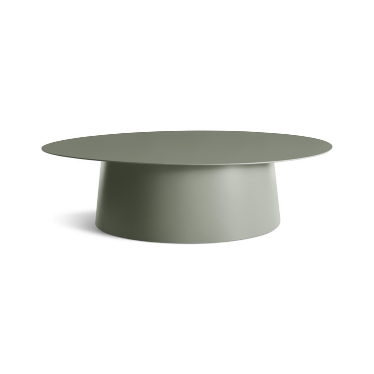 Gray Green Metal Outdoor Circular Coffee Table